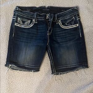Vigoss Women's Embellished Dark Blue Jean Shorts
